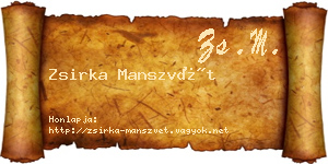 Zsirka Manszvét névjegykártya